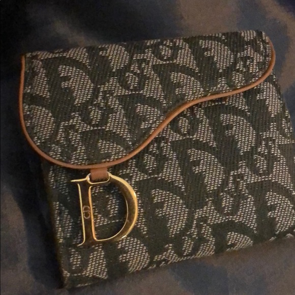 Dior green and tan leather wallet